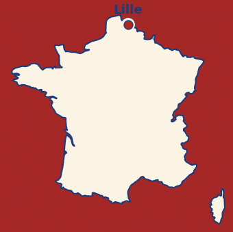 Carte de France avec la localisation de Lille