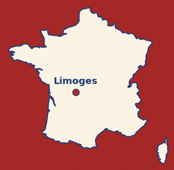 Carte de France avec la localisation de Limoges