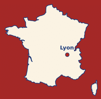 Carte de France avec la localisation de Lyon