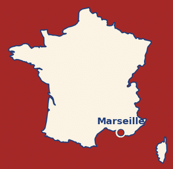 Carte de France avec la localisation de Marseille