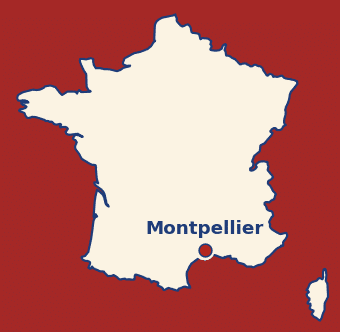 Carte de France avec la localisation de Montpellier