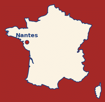 Carte de France avec la localisation de Nantes