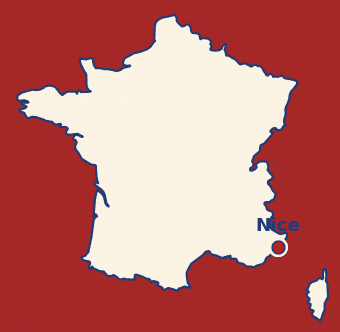 Carte de France avec la localisation de Nice