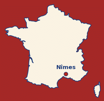 Carte de France avec la localisation de Nîmes