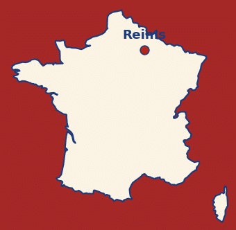 Carte de France avec la localisation de Reims