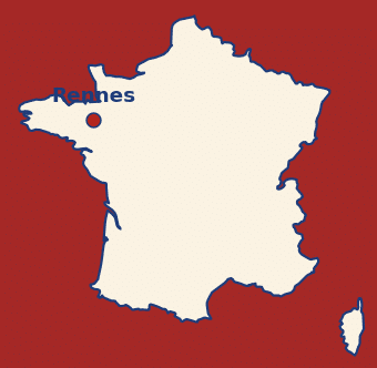 Carte de France avec la localisation de Rennes