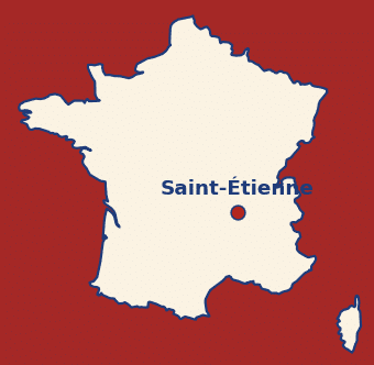 Carte de France avec la localisation de Saint-Étienne