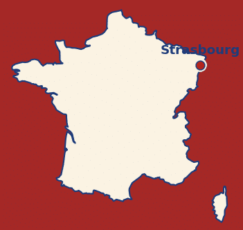 Carte de France avec la localisation de Strasbourg