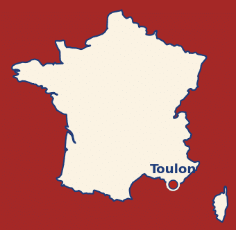 Carte de France avec la localisation de Toulon