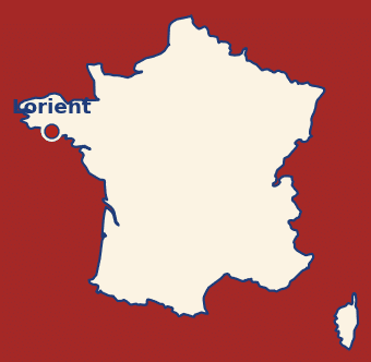 Carte de France avec la localisation de Lorient