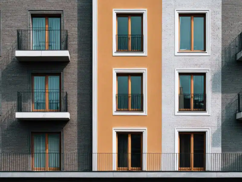 Façade d'un immeuble résidentiel contemporain à balcons, photo d'illustration
