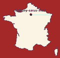 Carte de France avec la localisation d'Aulnay-sous-Bois