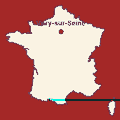 Carte de France avec la localisation de Vitry-sur-Seine
